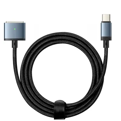 Kabel USB C za MacBook MagSafe 3, 140 W, odporen najlon 2 m - crn in moder