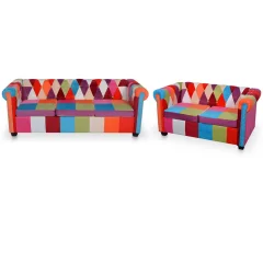 vidaXL Komplet chesterfield kavčev iz blaga