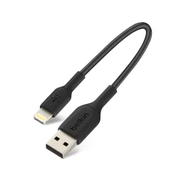 Izjemno kompakten prenosni kabel Lightning USB za iPhone/iPad, 15 cm, Belkin - crn