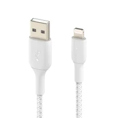 USB na iPhone/iPad Lightning MFi kabel, pleten iz najlona, serija BOOST?CHARGE proizvajalca Belkin, 15 cm - bel