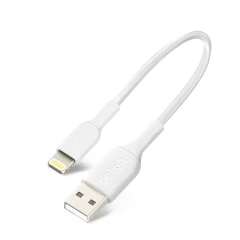Izjemno kompakten prenosni kabel Lightning USB za iPhone/iPad, 15 cm, Belkin - bel