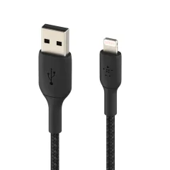 Kabel Lightning MFi USB za iPhone / iPad, pleten iz najlona, serija BOOST?CHARGE proizvajalca Belkin, 15 cm - crn