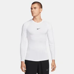 Nike Pro Dri-FIT Tight Fit LS Shirt, White/Black - XL