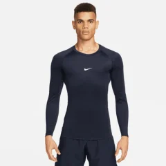 Nike Pro Dri-FIT Tight Fit LS Shirt, Obsidian/White - XL