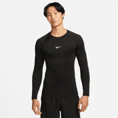 Nike Pro Dri-FIT Tight Fit LS Shirt, Black/White - XXL