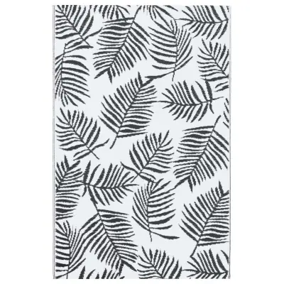vidaXL Zunanja preproga ARAKIL bela in črna 160x230 cm PP