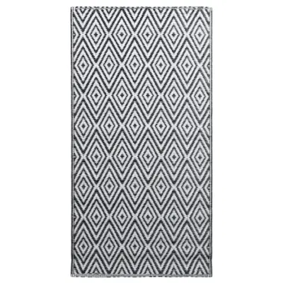 vidaXL Zunanja preproga ARAKIL bela in črna 190x290 cm PP