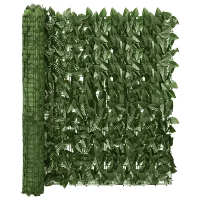 vidaXL Balkonsko platno s temno zelenim listjem 600x100 cm