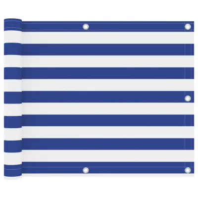 vidaXL Balkonsko platno belo in modro 75x600 cm oksford blago
