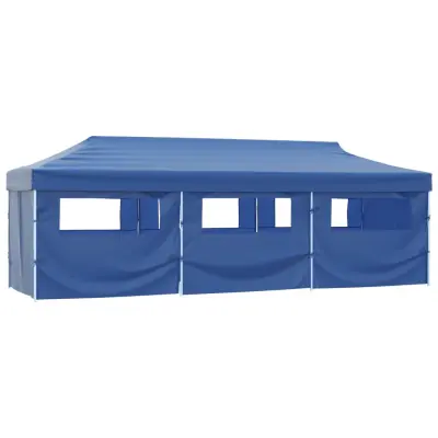 vidaXL Zložljiv pop-up vrtni šotor z 8 stranicami 3x9 m moder