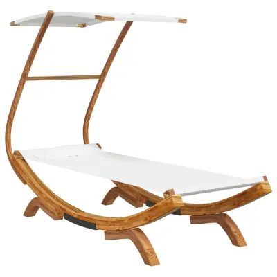 vidaXL Zunanja postelja s streho 100x190x134 cm trden les krem