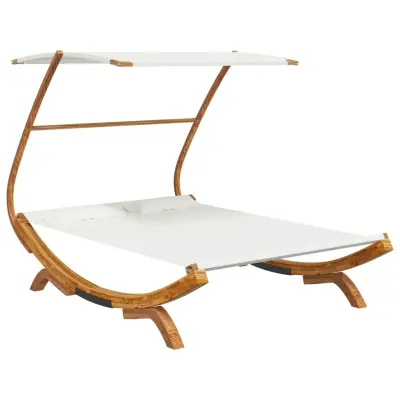vidaXL Zunanja postelja s streho 165x203x138 cm trden les krem