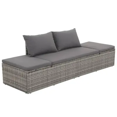 vidaXL Vrtna postelja poli ratan 195x60 cm siva