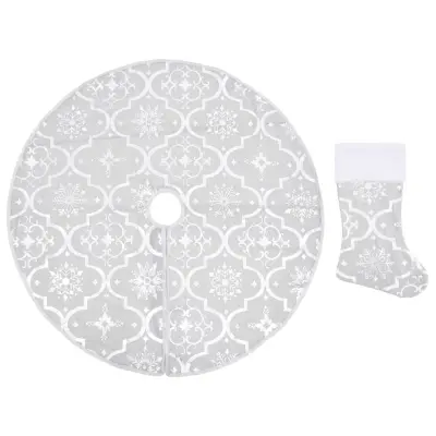 vidaXL Razkošna podloga za novoletno jelko z nogavico bela 90 cm