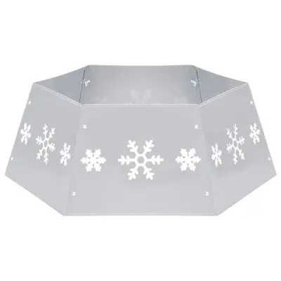 vidaXL Podloga za novoletno jelko srebrna in bela Ø68x25 cm