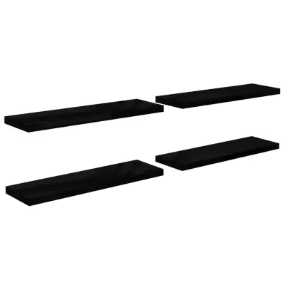 vidaXL Stenske police 4 kosi visok sijaj črne 120x23,5x3,8 cm MDF