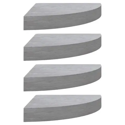 vidaXL Kotne stenske police 4 kosi betonsko sive 35x35x3,8 cm MDF