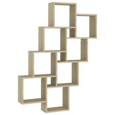 vidaXL Stenska polica kockasta sonoma hrast 90x15x119cm inženirski les