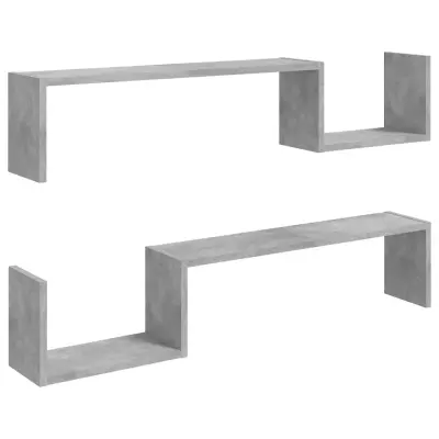 vidaXL Stenska polica 2 kosa betonsko siva 100x15x20 cm iverna plošča