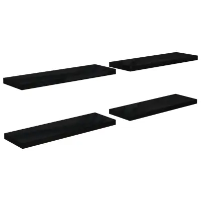 vidaXL Stenske police 4 kosi visok sijaj črne 80x23,5x3,8 cm MDF
