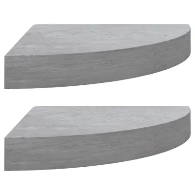 vidaXL Kotne stenske police 2 kosa betonsko sive 35x35x3,8 cm MDF