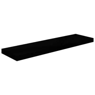 vidaXL Stenska polica visok sijaj črna 90x23,5x3,8 cm MDF