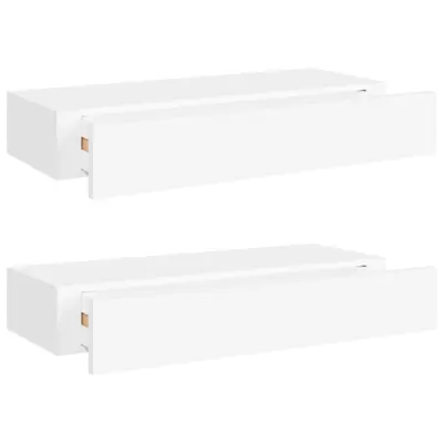 vidaXL Stenska polica s predalom 2 kosa bela 60x23,5x10 cm mediapan