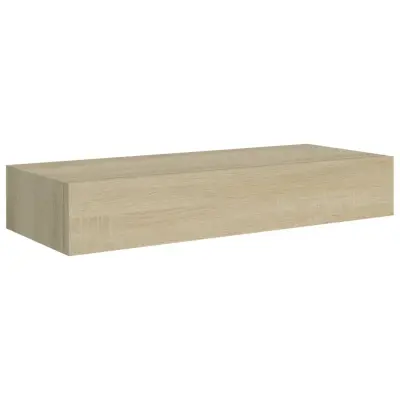 vidaXL Stenska polica s predalom hrast 60x23,5x10 cm mediapan