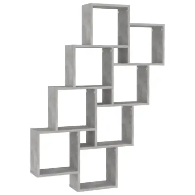 vidaXL Stenska polica kockasta betonsko siva 90x15x119 cm