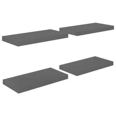 vidaXL Stenske police 4 kosi visok sijaj sive 50x23x3,8 cm MDF