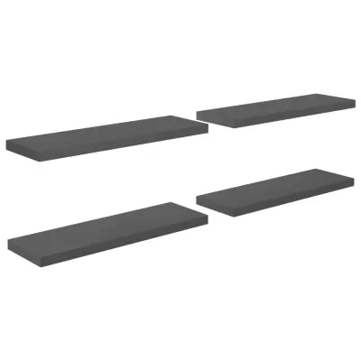 vidaXL Stenske police 4 kosi visok sijaj sive 80x23,5x3,8 cm MDF