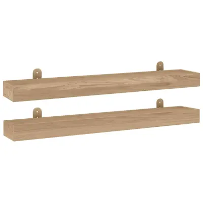vidaXL Stenske police 2 kosa 90x15x4 cm trdna tikovina