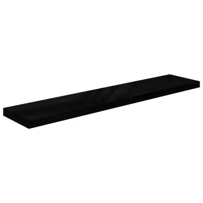 vidaXL Stenska polica visok sijaj črna 120x23,5x3,8 cm MDF