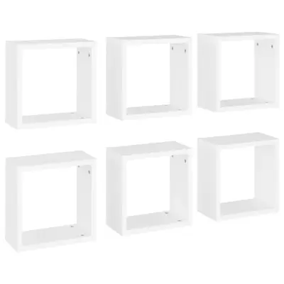 vidaXL Stenske police kockaste 6 kosov bele 30x15x30 cm