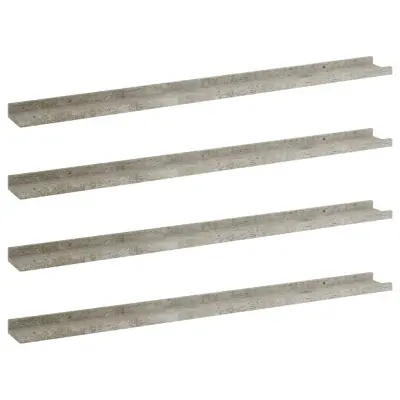 vidaXL Stenske police 4 kosi betonsko sive 100x9x3 cm