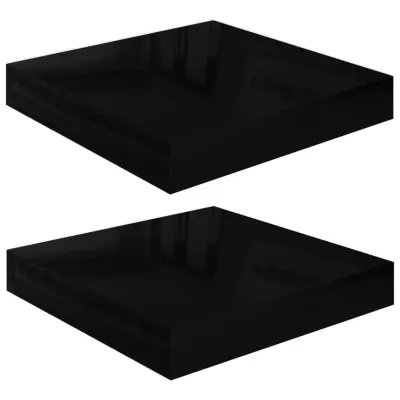 vidaXL Lebdeče police 2 kosa visok sijaj črne 23x23,5x3,8 cm MDF