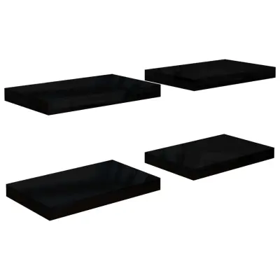 vidaXL Lebdeče police 4 kosi visok sijaj črne 40x23x3,8 cm MDF