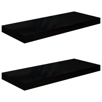 vidaXL Lebdeče police 2 kosa visok sijaj črne 60x23,5x3,8 cm MDF