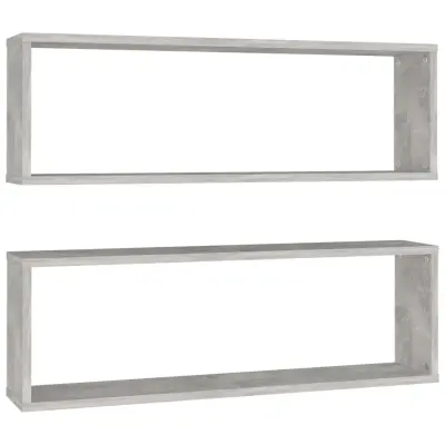 vidaXL Stenske police kockaste 2 kosa betonsko sive 80x15x26,5 cm
