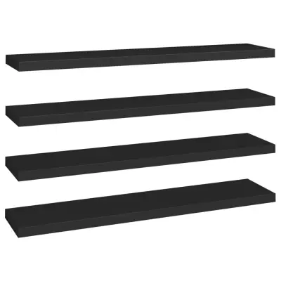 vidaXL Stenske police 4 kosi črne 120x23,5x3,8 cm MDF