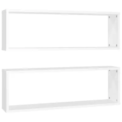 vidaXL Stenske police kockaste 2 kosa bele 80x15x26,5cm inženirski les