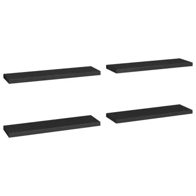 vidaXL Stenske police 4 kosi črne 90x23,5x3,8 cm MDF