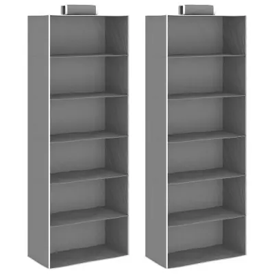 vidaXL Viseč organizator za omaro 2 kosa s 6 policami blago