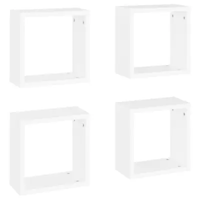vidaXL Stenske police kockaste 4 kosi bele 30x15x30 cm
