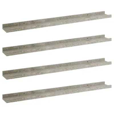 vidaXL Stenske police 4 kosi betonsko sive 80x9x3 cm