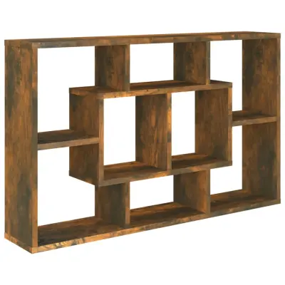 vidaXL Stenska polica dimljeni hrast 85x16x52,5 cm inženirski les