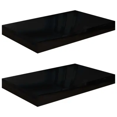 vidaXL Lebdeče police 2 kosa visok sijaj črne 40x23x3,8 cm MDF