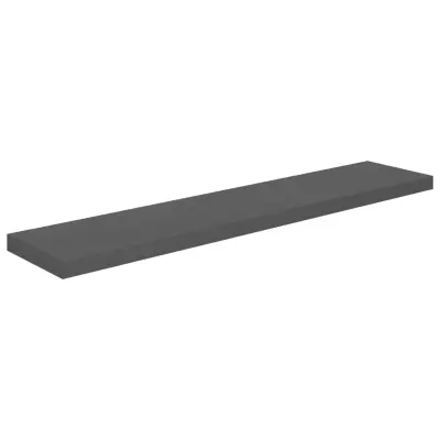 vidaXL Stenska polica visok sijaj siva 120x23,5x3,8 cm MDF