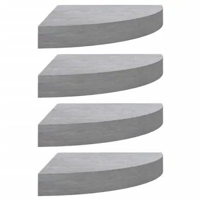 vidaXL Kotne stenske police 4 kosi betonsko sive 25x25x3,8 cm MDF