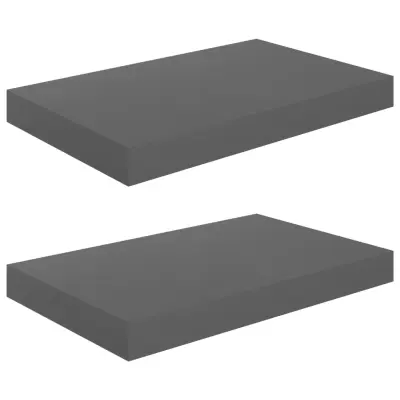 vidaXL Stenske police 2 kosa visok sijaj sive 40x23x3,8 cm MDF